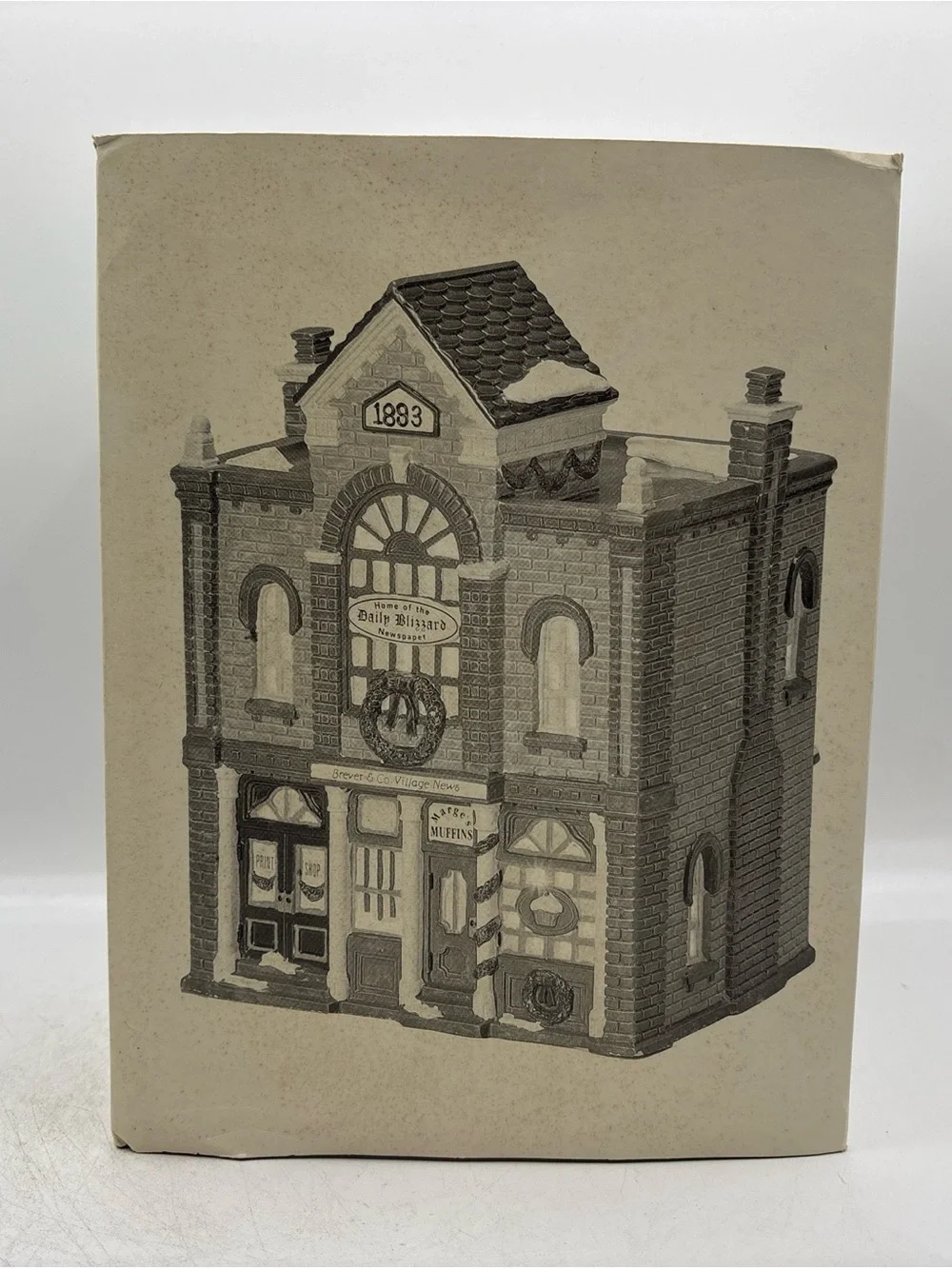 Department 56 1992 Vintage Original Snow Village Print Shop & Village News 54259